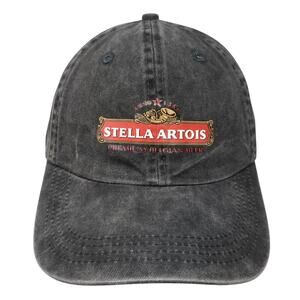 Stella Artois Slideback Baseball Cap Gray One Size Adjustable 6 Panel Three In